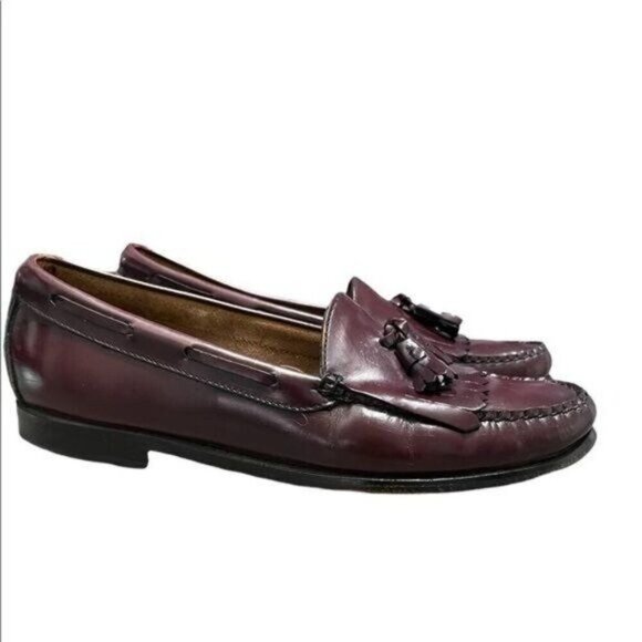 G.H Bass Weejun Men's Kiltie Tassel Loafers Leather Burgundy Size 11B - Picture 2 of 7